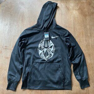 NWT Nike Men's M Therma Dri-Fit Black White Diamond Football Hoodie